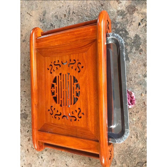 khay trà chân cuốn gỗ hương và gỗ mun hoa 28x48 và 32x55cm