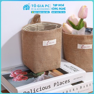 Túi Vải Lanh Đựng Đồ Treo Tường - Giỏ Đựng Đồ Lưu Trữ Decor Văn Phòng, Bàn Làm Việc