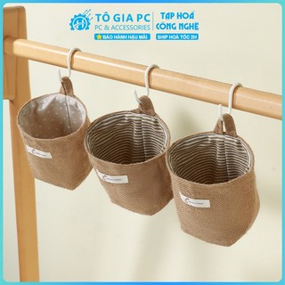 Túi Vải Lanh Đựng Đồ Treo Tường - Giỏ Đựng Đồ Lưu Trữ Decor Văn Phòng, Bàn Làm Việc