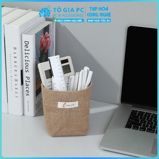 Túi Vải Lanh Đựng Đồ Treo Tường - Giỏ Đựng Đồ Lưu Trữ Decor Văn Phòng, Bàn Làm Việc