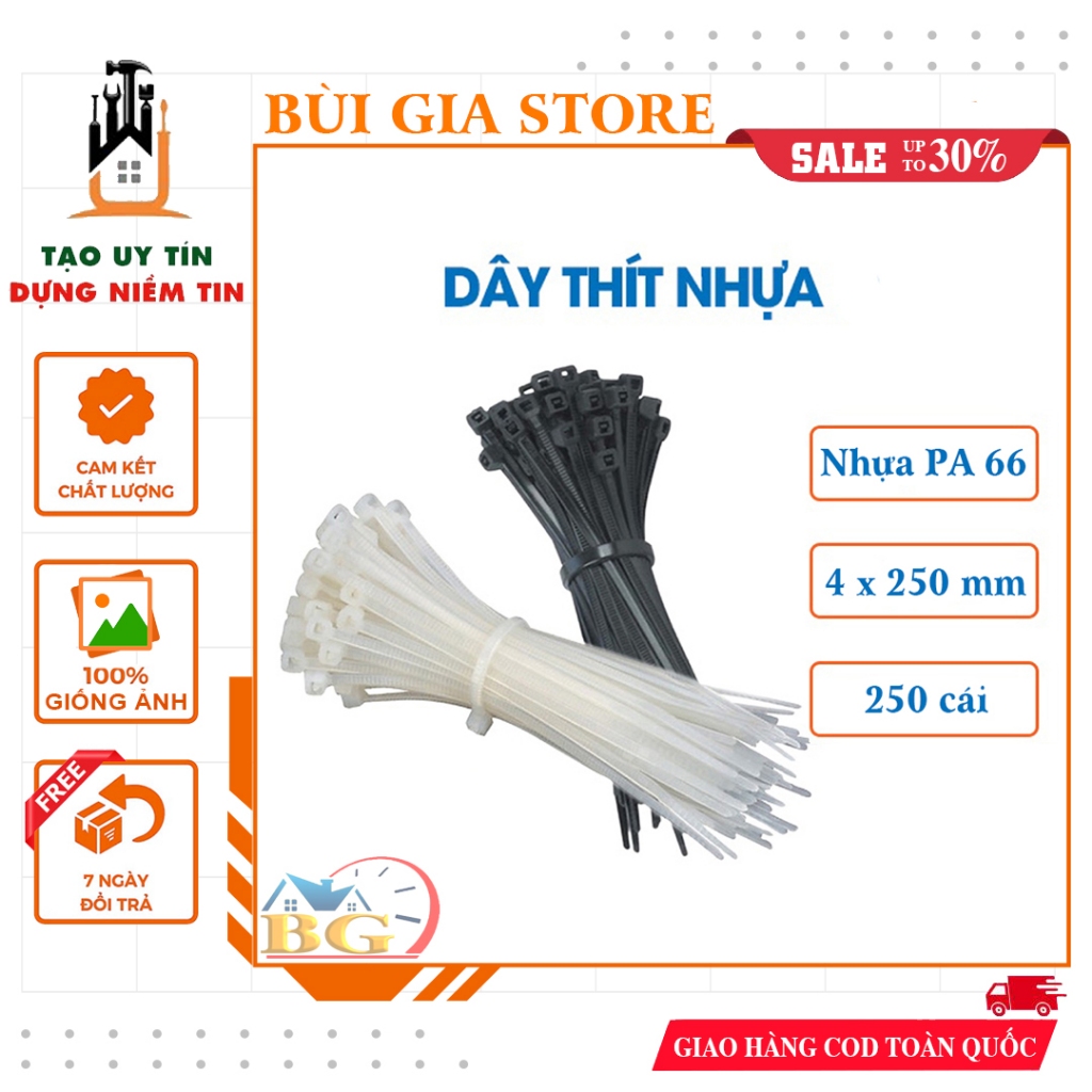 Gói 250 dây thít nhựa 4x250mm (lạt buộc nhựa, dây rút) | Shopee Việt Nam