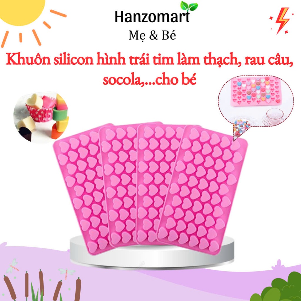 Khuôn silicon hình trái tim làm thạch/rau câu/kẹo dẻo