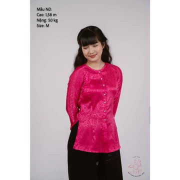Bộ áo bà ba gấm Hồng cánh sen/ Xanh nước biển/ Vàng Đồng/ Vàng chanh/Đỏ Đô-Bà ba Bigsize- May sỉ Áo bà ba theo yêu cầu