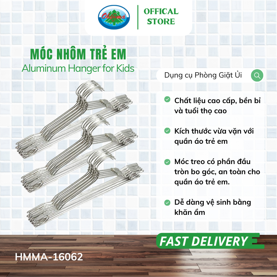 Ảnh Set 30 Móc Nhôm Treo Quần Áo Trẻ Em Ohiama Aluminum Hanger for Kids HMMA-16062 - Mắc Phơi Đồ Cho Bé 1