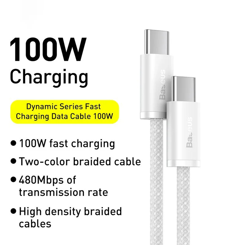 Cáp Sạc Nhanh 100W Baseus Dynamic 4 Type-C to Type-C – Bền Bỉ, Tốc Độ Cao