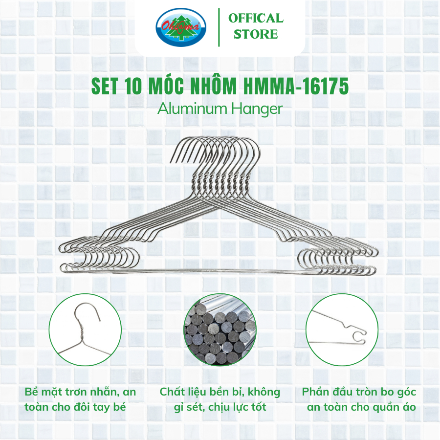 Ảnh Set 30 Móc Nhôm Treo Quần Áo Ohiama Aluminum Hanger HMMA-16175 - Mắc Phơi Đồ Đa Năng Chính Hãng 2