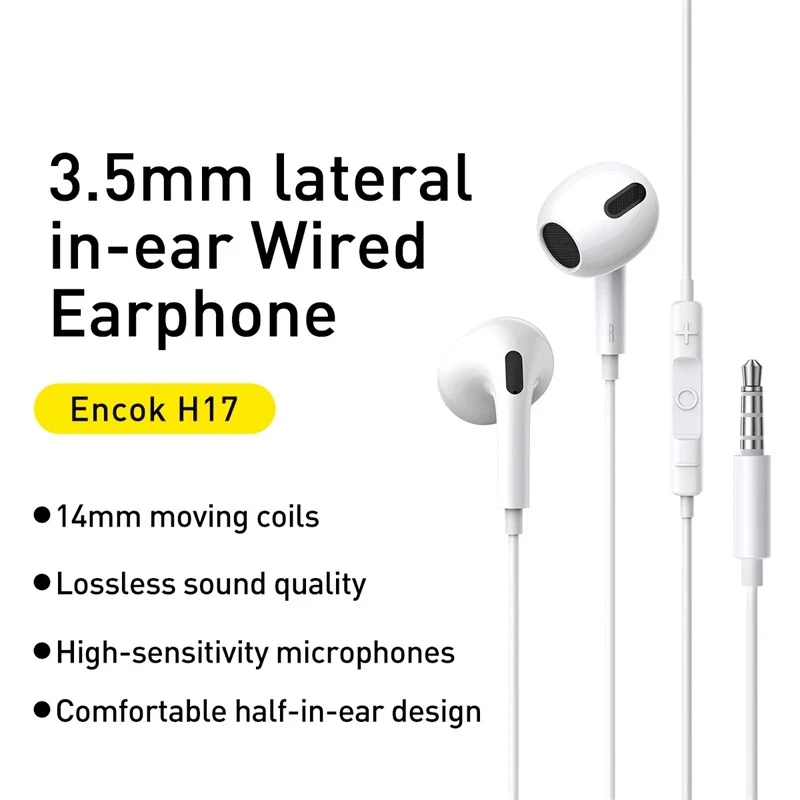 Tai Nghe Baseus Encok 3.5mm lateral in-ear Wired Earphone H17