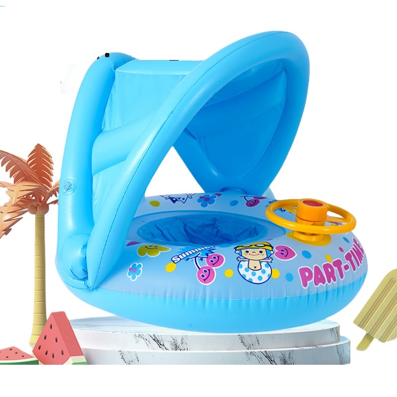 Phao bơm hơi có mái che cho bé yêu, bền đẹp hấp dẫn bé, van thổi 1 chiều an toàn chắc chắn + BƠM