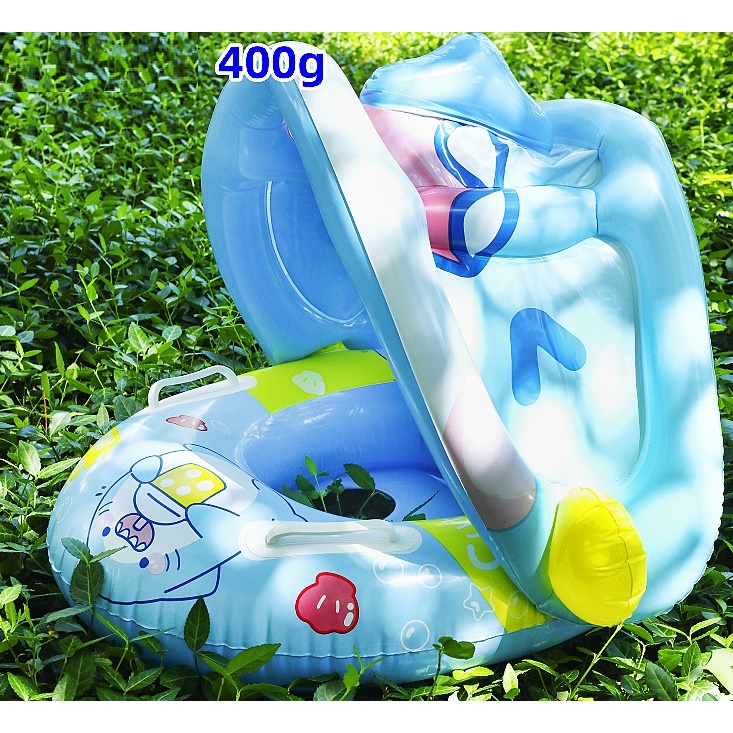 Phao bơm hơi có mái che cho bé yêu, bền đẹp hấp dẫn bé, van thổi 1 chiều an toàn chắc chắn + BƠM