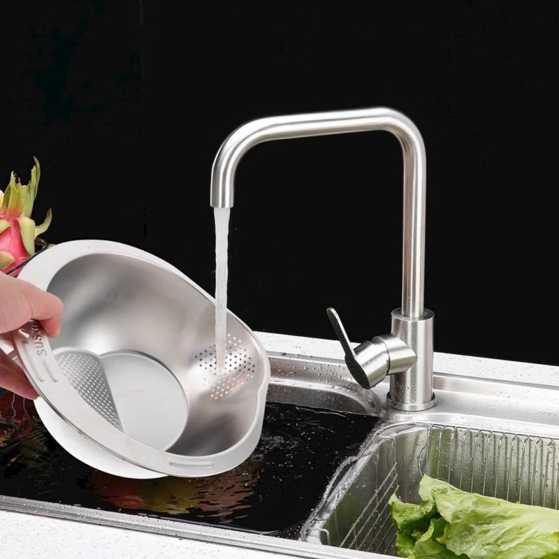 Rổ inox, rổ vo gạo inox 304 không gỉ an toàn, rổ rửa rau hoa quả có lỗ ...