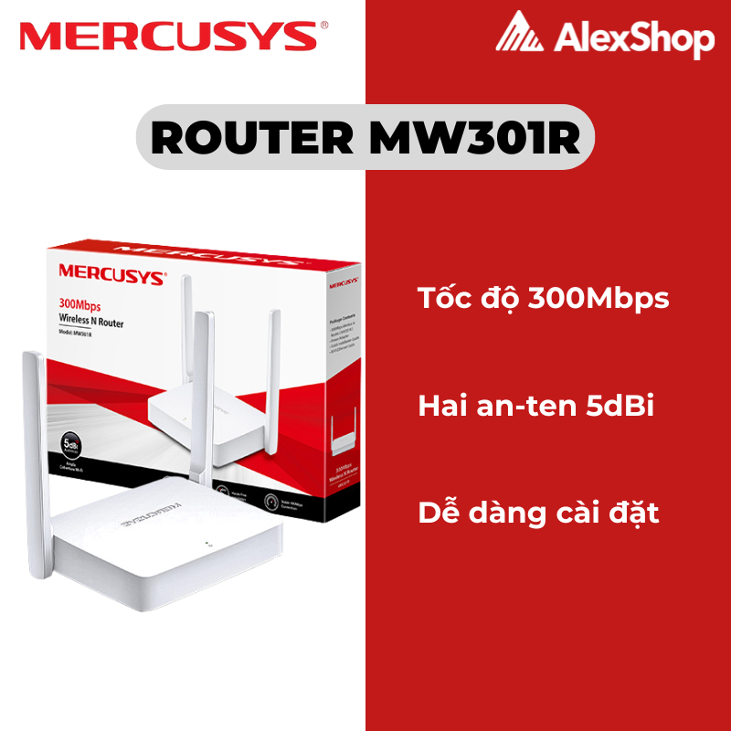 Router Wi-Fi Mercusys MW301R, Chuẩn N Tốc độ 300Mbps, Hai Anten Cố Định ...