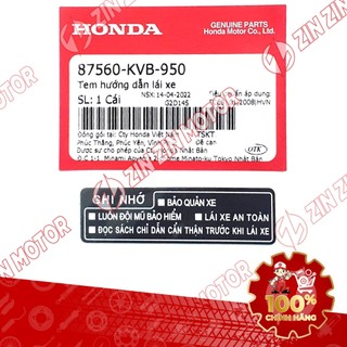 Bộ Tem Thông Số AB 2016, Air Blade 2017 2018 2019 87502-KVG-950, 87514-K44-V00, 87560-KVB-950 Chính Hãng - ZZM