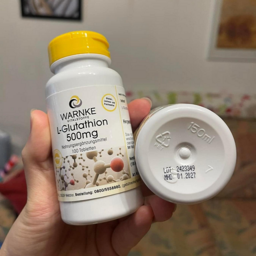 warnke l glutathione 500mg Viên uống trắng da L-Glutathione (1 hộp - 100 viên) Glutathione Skin Brightening and كريم لتعزيز نعومة البشرة Futher Options:Cartridge Refil x2