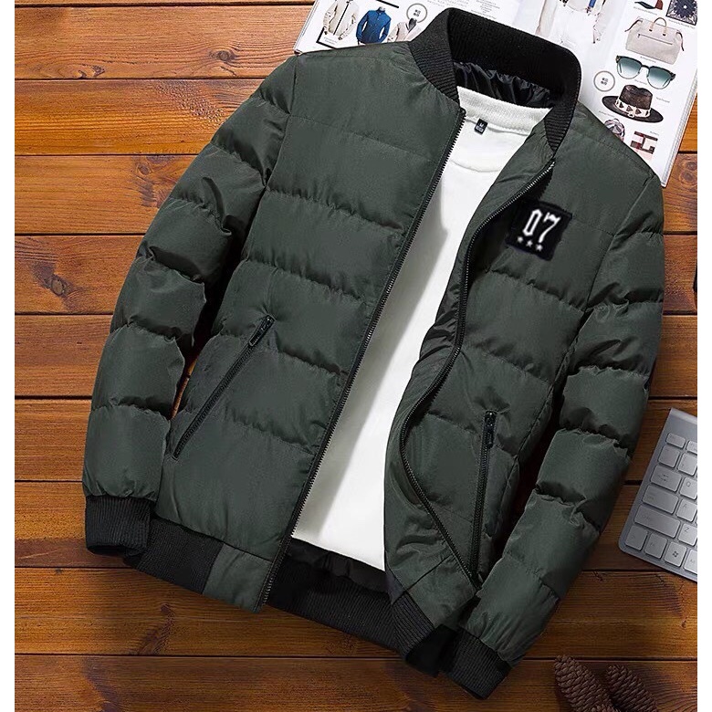 ÁO KHOÁC PHAO NAM BOMBER PHỐI LOGO 07 CHẰN BÔNG 2 LỚP ẤM ÁP MÙA ĐÔNG DỄ MẶC PHÙ HỢP THỜI TRANG