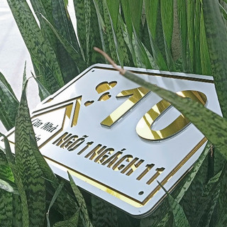 BẢNG, BIỂN SỐ NHÀ. Alu trắng sữa + Mica, số nổi alu gương ngoài trời