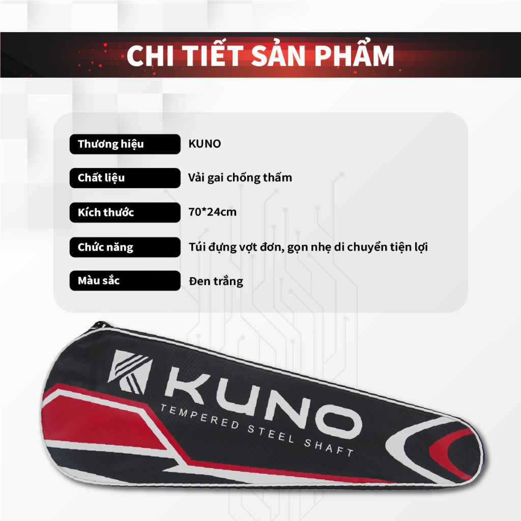 Ảnh Túi Đựng Vợt 1 Ngăn KUNO Chống Thấm Nước, Bào Mòn, Ngăn Chứa Lớn - K001 1