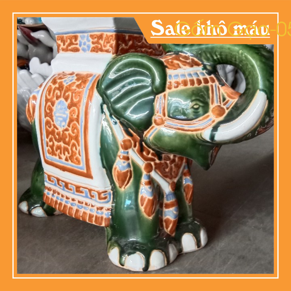 Một Voi chiến - Đôn Voi Gốm Sứ – Hút Tài Lộc, Tôn Nội Thất - Cao 42cm ...