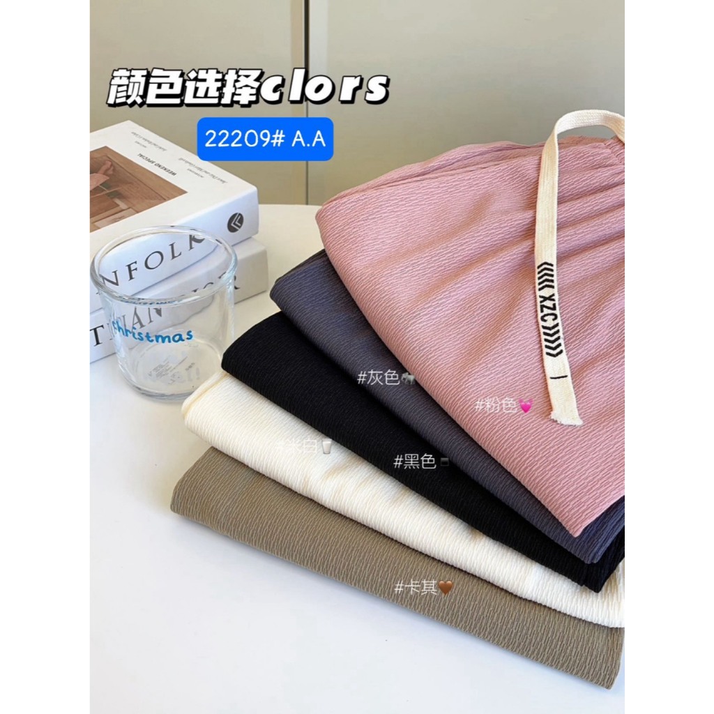 Quần Jogger Ống Rộng Suông Dài Nữ Vải Cotton, Quần Ống Suông Dáng Dài Cao Cạp Chun Có Dây Rút Vải Mát