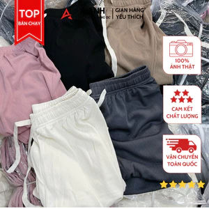 Quần Jogger Ống Rộng Suông Dài Nữ Vải Cotton, Quần Ống Suông Dáng Dài Cao Cạp Chun Có Dây Rút Vải Mát