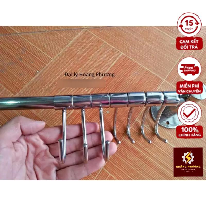 Giá Treo Xoong Nồi Trên Tường Inox 304, Treo Rổ Rá, Treo Đồ 7 Móc Treo ...