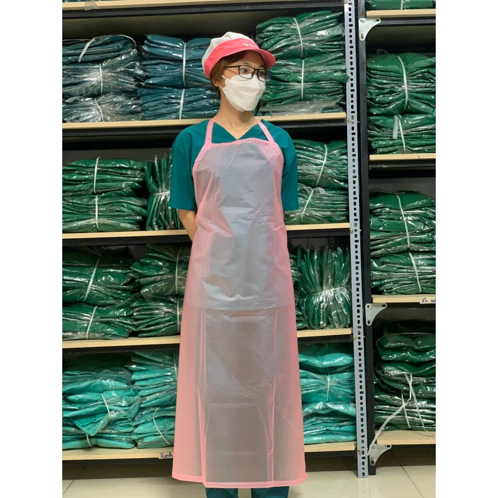 Tạp dề dù nhựa PVC trong suốt nhiều màu dành cho ngành thủy hải sản chống thấm nước