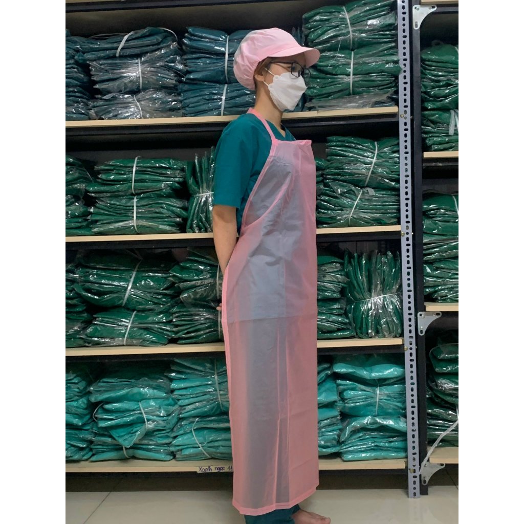 Tạp dề dù nhựa PVC trong suốt nhiều màu dành cho ngành thủy hải sản chống thấm nước