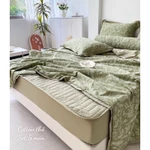 Bộ Chăn ga DRAP CHẦN Cotton Đũi Alva 5 món dày dặn, phối màu tinh tế, hoạ tiết trang nhã, thoáng mát, vệ sinh — ảnh 3