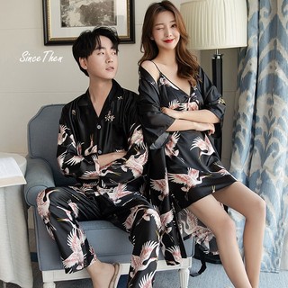 Đồ ngủ đôi nam nữ áo choàng kèm váy sexy hồng hạc, quà cưới ý nghĩa - Since Then