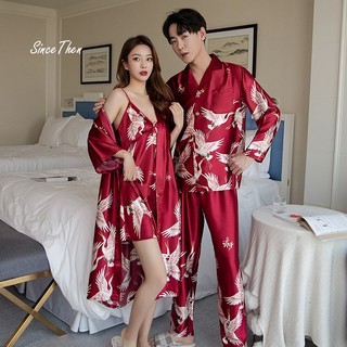 Đồ ngủ đôi nam nữ áo choàng kèm váy sexy hồng hạc, quà cưới ý nghĩa - Since Then