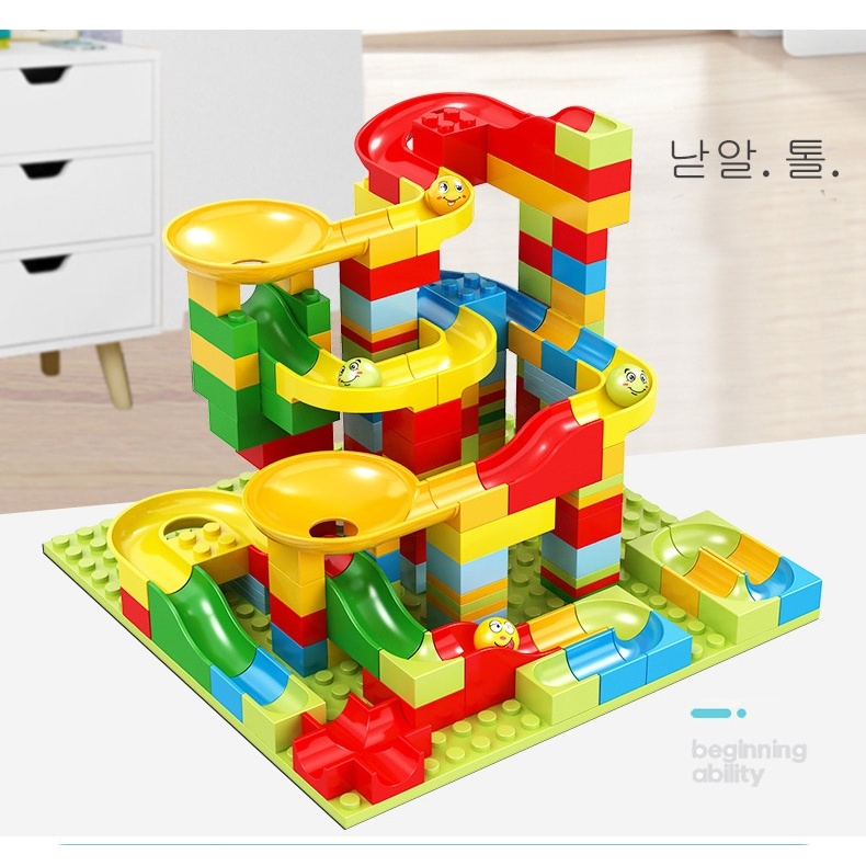 Bộ đồ chơi xếp hình mô hình cầu trượt thả bi 168 chi tiết cho bé luyện ghi nhớ tuy duy logic và chơi vận động