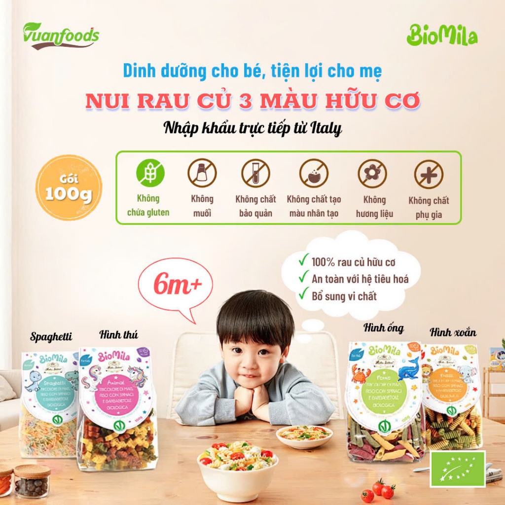 Nui hữu cơ cho bé tập ăn dặm Dalla Costa ngộ nghĩnh túi 100gr - hanzo2009