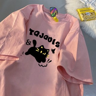 Áo thun phông nữ nàm unisex 3158 chất liệu cotton form rộng dấu quần in MÈO TQJ