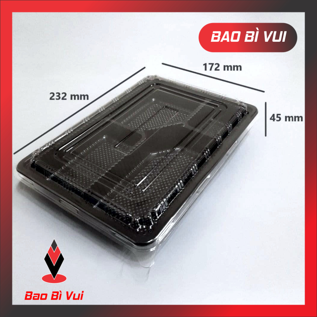 [ 50 ] Hộp nhựa đế đen 4 ngăn HT25, hộp đựng cơm HT25 - BAO BÌ VUI