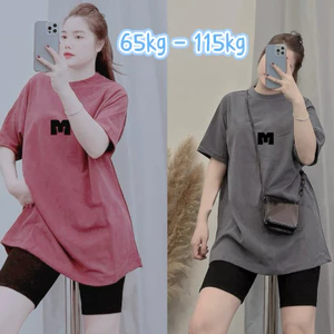 Đồ bộ nữ bigsize 65-110kg chữ M bộ lửng . Bộ bigsize 110kg bộ cotton Có hoa Có thể giặt bằng máy Tay ngắn