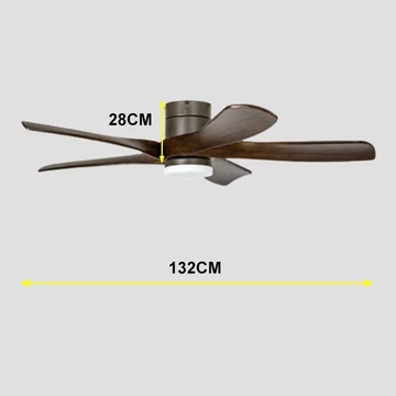 Quạt trần gỗ-Quạt trần 5 cánh siêu gió lắp phòng khách-phòng ngủ động cơ DC tiết kiệm điện có đảo chiều kèm điều khiển