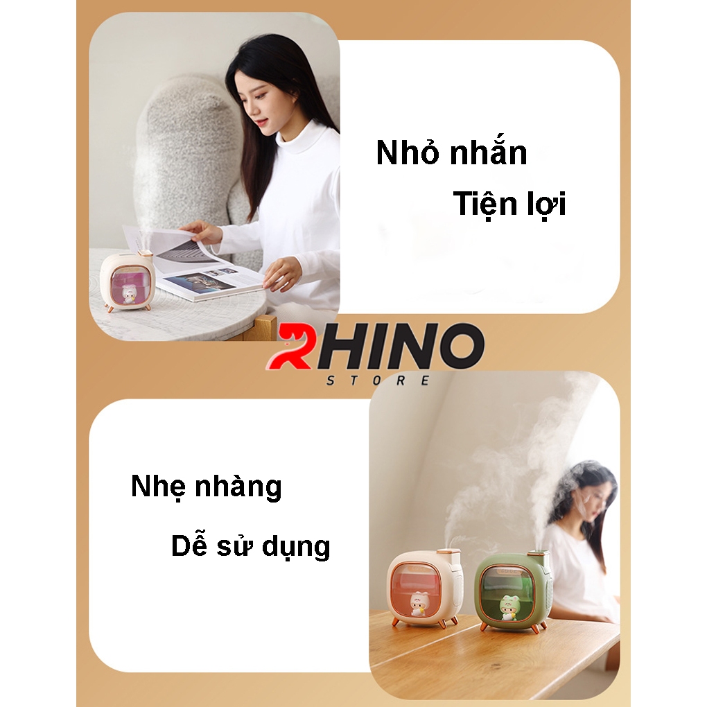 Ảnh Máy phun sương Rhino H809 500ml tạo ẩm, 2 đầu phun kèm đèn ngủ 2