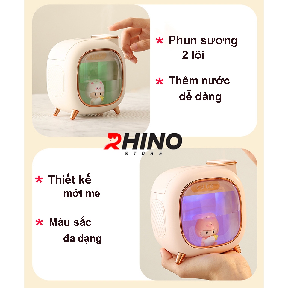 Ảnh Máy phun sương Rhino H809 500ml tạo ẩm, 2 đầu phun kèm đèn ngủ 4