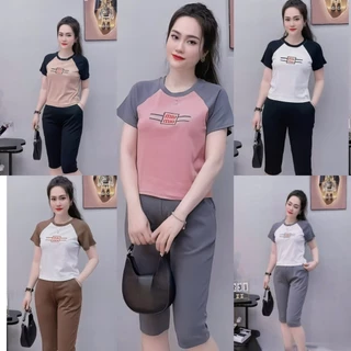 Bộ lửng THUN GÂN mát, nhẹ, giặt không co, mẫu nhà em hàng có sẵn, tự chụp, quay video rõ ràng hình sao hàng vậy-L207