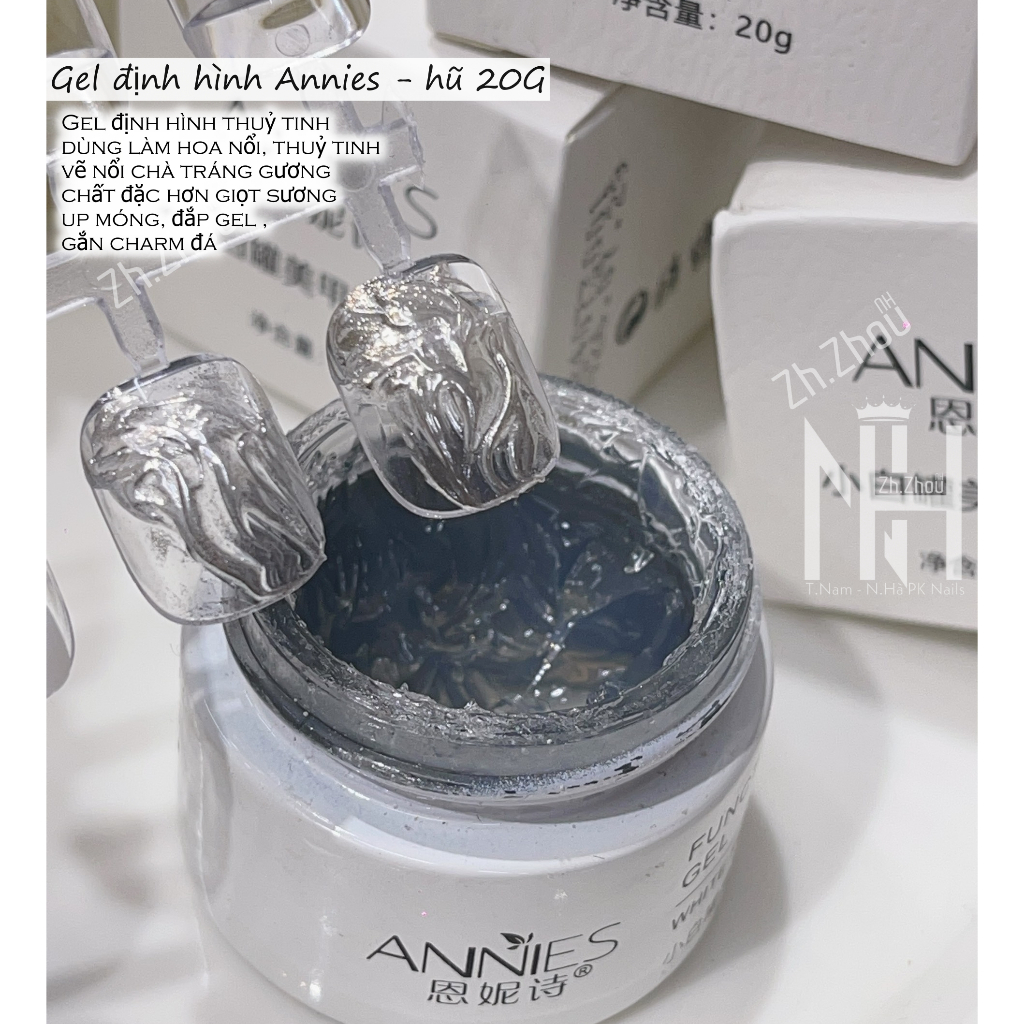 Gel Thuỷ tinh Annies chà Crom nổi,gel nặn annies, gel định hình làm nail,Top gel 3d kéo sợi  phụ kiện nail chính hãng