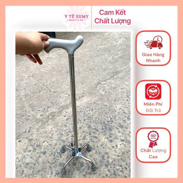 Giao hoả tốc gậy chống 4 chân cho người già ( Chỉnh cao thấp được) - Cây gậy 4 chân đi lại cho người già