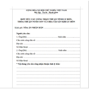 ĐƠN THUẬN TÌNH VIẾT TAY+SOẠN SẴN 04 BẢN MẪU CHUNG 2024