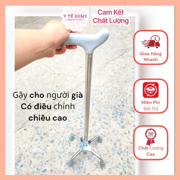 Gậy chống đi lại cho người người già người khuyết tật - gậy inox chất lượng cao bền đẹp Gậy 4 chân đi lại cho người già