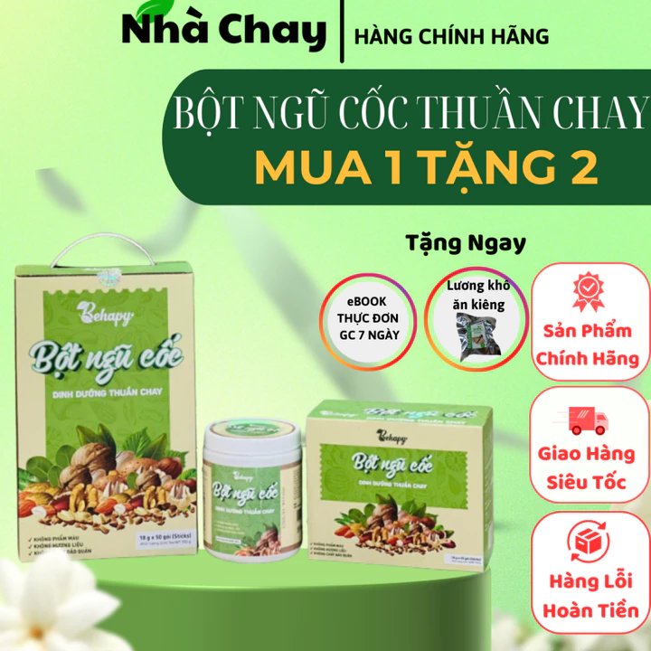 Bột ngũ cốc Dinh dưỡng thuần chay Behapy gồm 18 loại hạt ngũ cốc dinh dưỡng