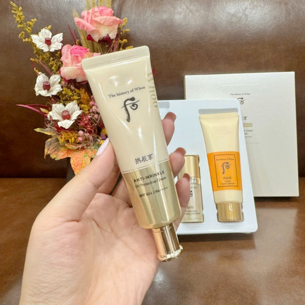 Set Kem chống nắng chống nhăn Whoo Wrinkle Sun sét 50ML SPF50+/PA+++