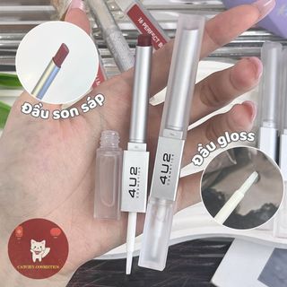 [4U2] Son 4U2 2 Đầu Dạng Thỏi Better Half Duo Lip Kèm Đầu Son Bóng Khóa Màu Lì, Không Lem Trôi 2.4g