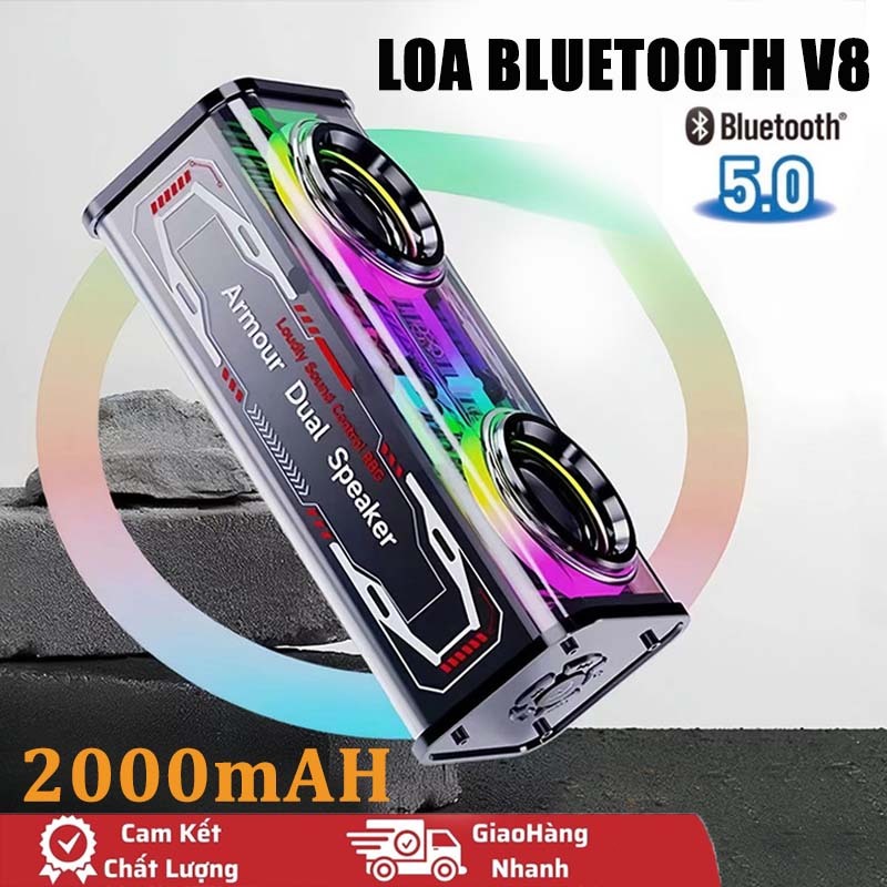 LOA BLUETOOTH 360 ° Âm thanh nổi, Âm trầm tuyệt vời, Hỗ trợ nhạc và cuộc gọi, 10W Loa di động LED RGB