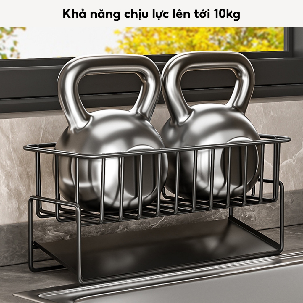 Giá Để Đồ Rửa Chén Bát Thép Không Gỉ, Kệ Đựng Đồ Bồn Rửa Bát Tiện Lợi Kèm Khay Hứng Nước Treo Khăn