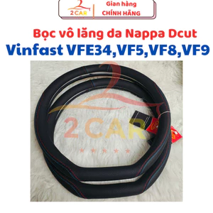 Bọc vô lăng da Nappa Dcut xe Vinfast VFE34/NerioGreen, LIMO GREEN,VF8,VF9,VFE34,VF5 / HerioGreen vô lăng dcut Size 36