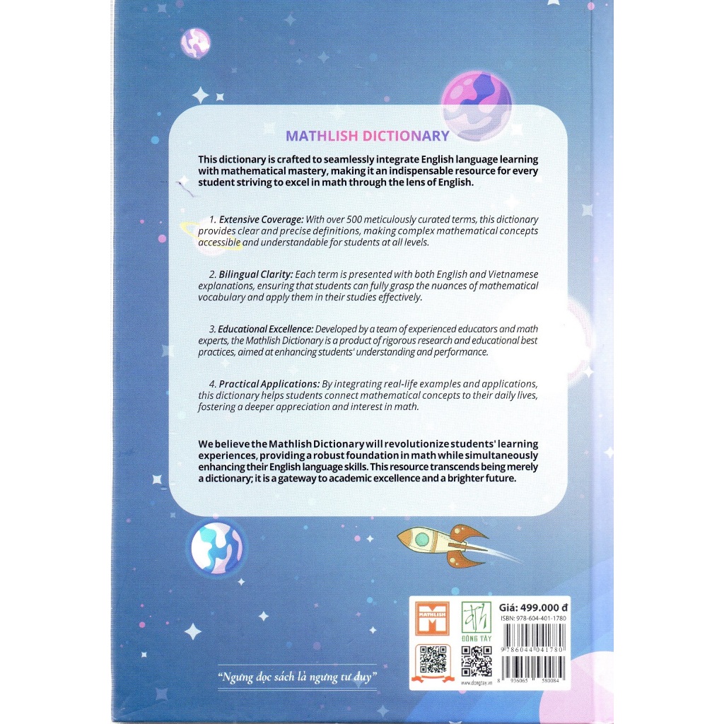 Sách Từ điển toán tiếng anh Mathlish - Learning Today - Leading Tomorrow