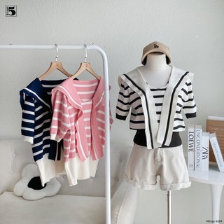 Áo nữ 6259 Twentyfive Fashion – Áo kiểu kẻ ngang, vạt thủy thủ phong cách Hàn Quốc thanh lịch